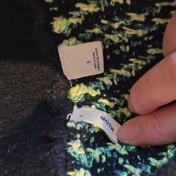 Moth Textured Skater Pop-Tweed Skirt Size S, M Green Motif NW ANTHROPOLOGIE - Picture 3 of 6